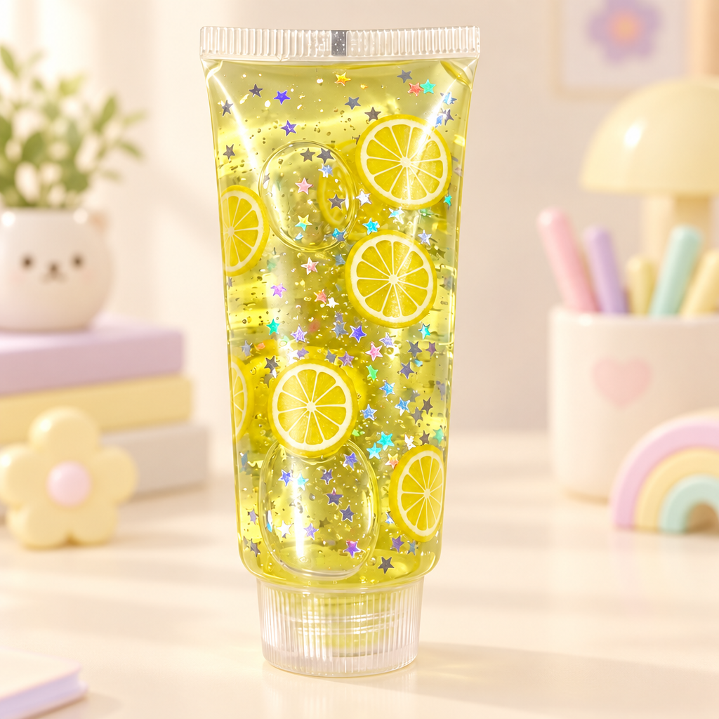 Goo Tube Lemon squishy by Mimomo - lifestyle
