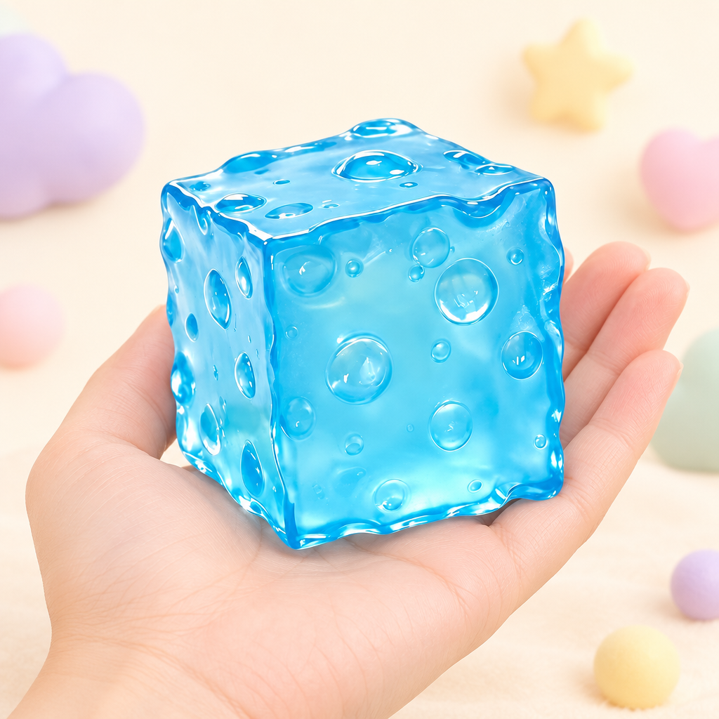 Cubie Ocean squishy by Mimomo - in hand for size