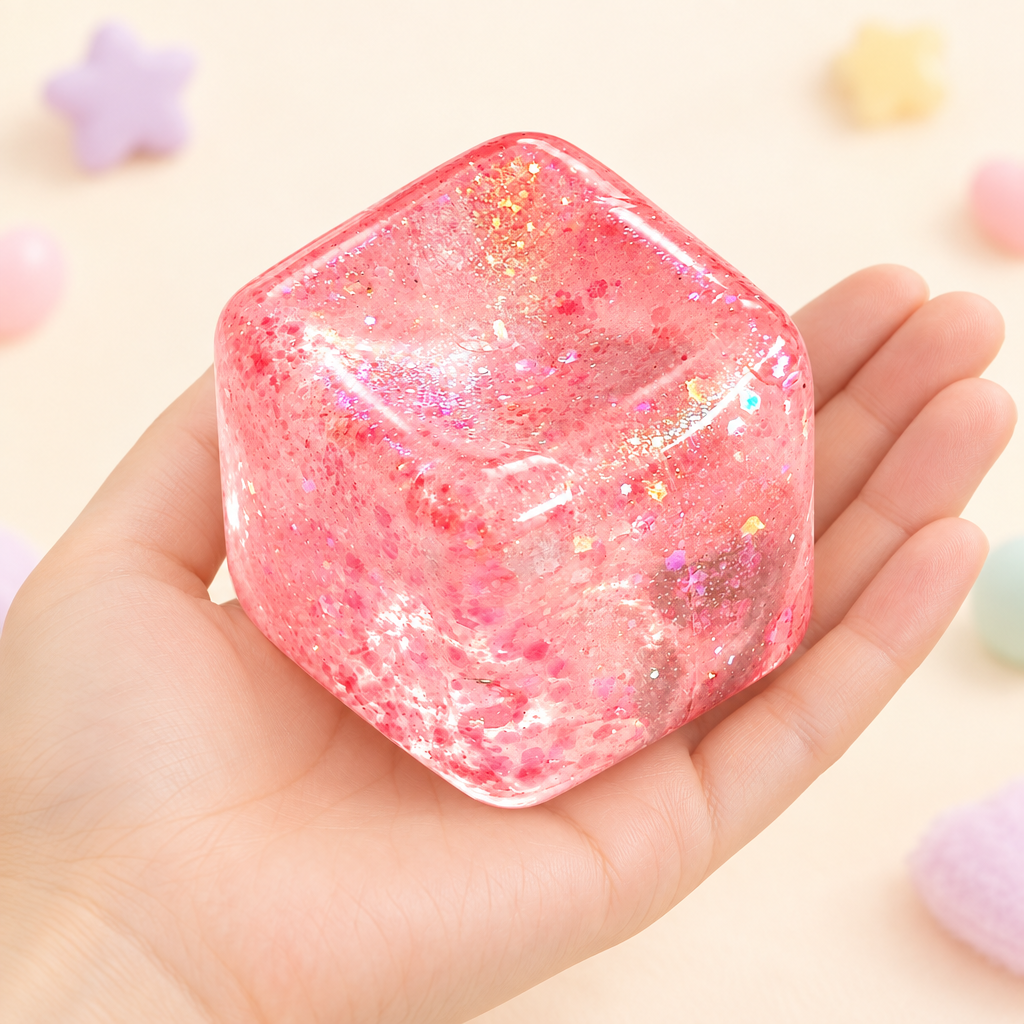 Glimmer Rose squishy by Mimomo - in hand for size