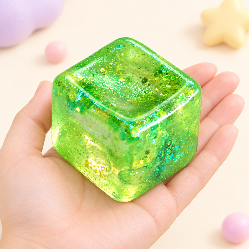 Glimmer Lime squishy by Mimomo - in hand for size
